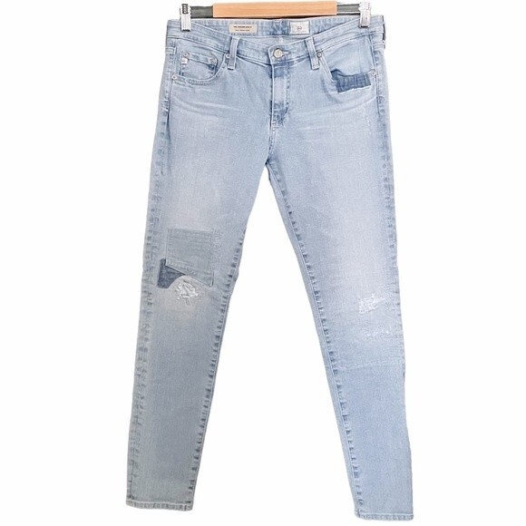 AG Adriano Goldschmied Jeans The Legging Ankle Light Wash Patches Size 31 | 12 - Picture 1 of 13